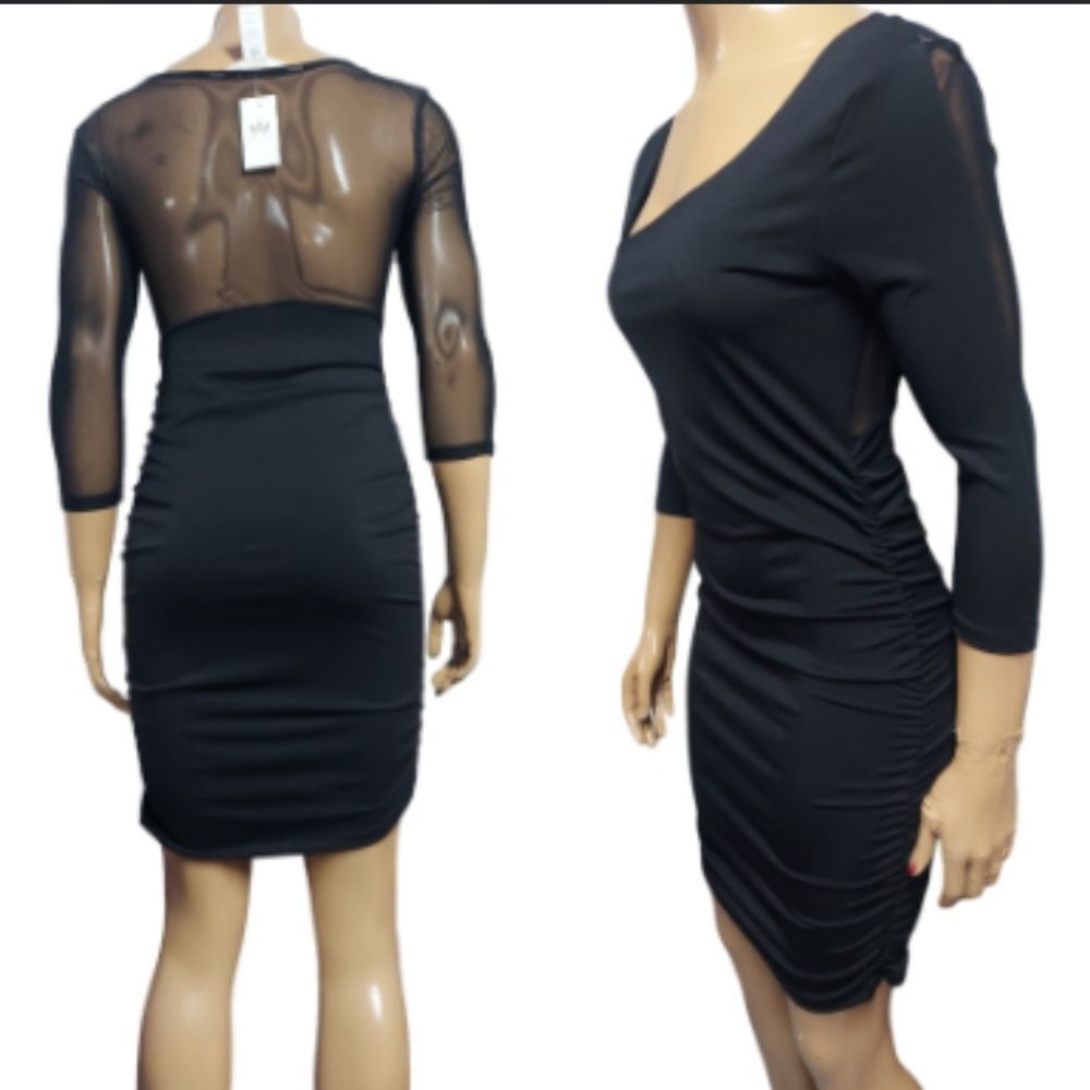 NWT NICKI MINAJ Cinched Sides Mesh Back Bodycon Mini Dress